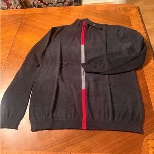 Men's Navy Sweater with Red and Gray Accents